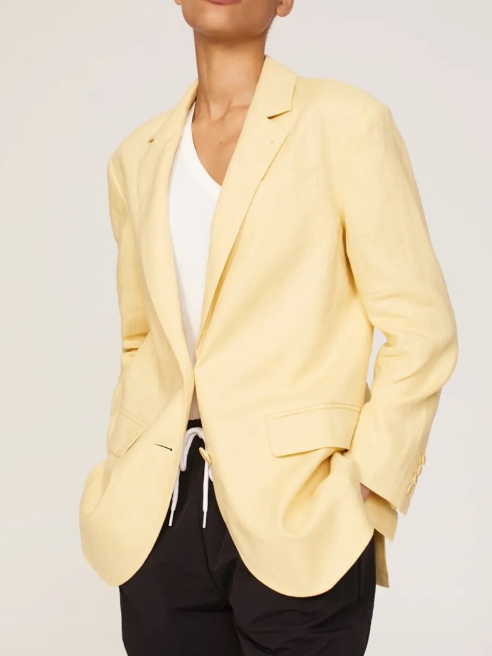 madewell oversized linen blazer in butter yellow